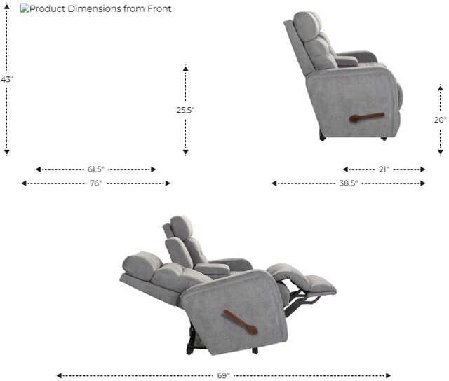 La-Z-Boy® Baron Otter Manual Wall Reclining Loveseat with Console-1