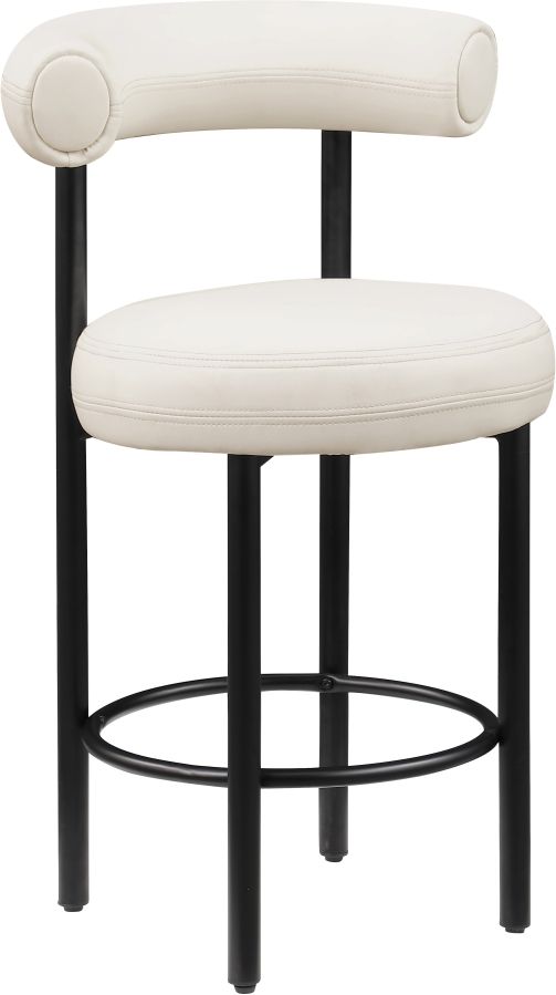 Meridian Furniture Bordeaux Cream/Matte Black Leather Counter Stool-0