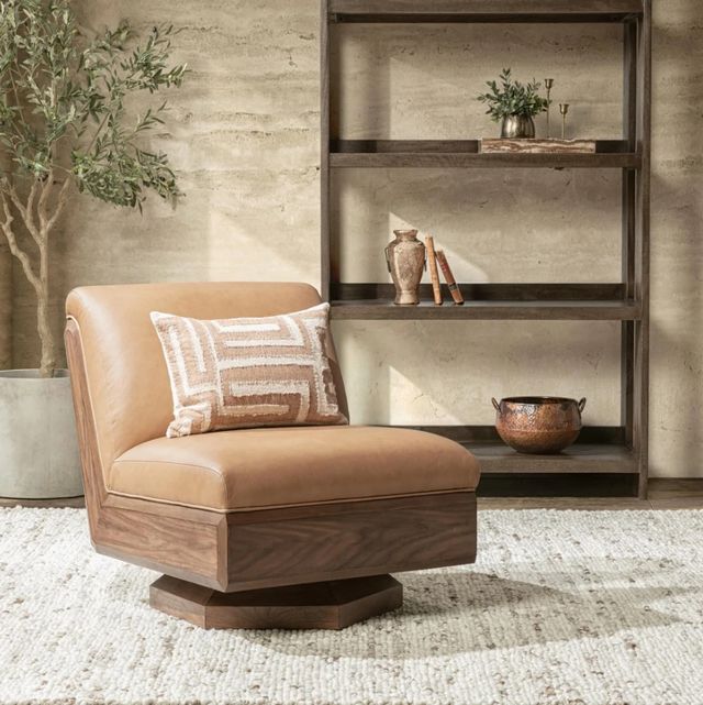 Classic Home Myla Tan Swivel Chair-1
