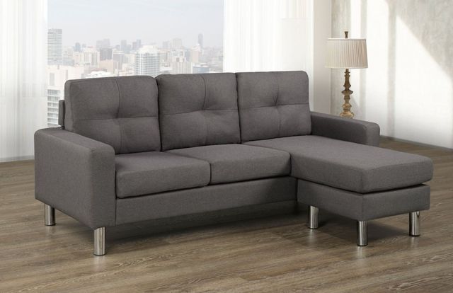 Brassex Inc. Dark Grey Reversible Chaise Sectional-3
