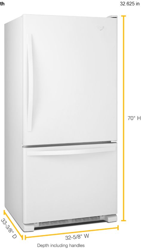Whirlpool® Gold® 33" 22.1 Cu. Ft. White Bottom Freezer Refrigerator with SpillGuard™ Glass Shelves-2