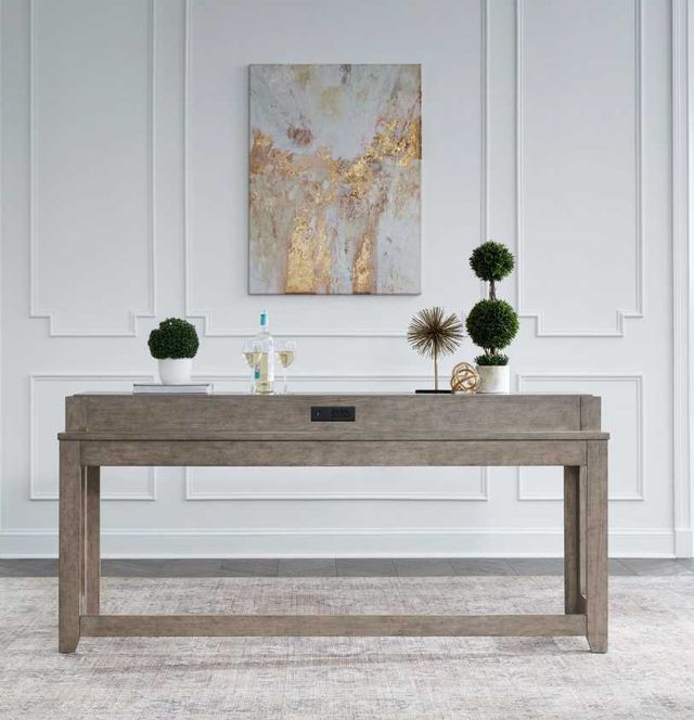 Liberty Furniture Millstone Gray Console Bar Table with Nutmeg Base-1