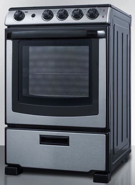 Summit® White Pearl Series 24" Black with Stainless Steel Slide-In Electric Range-3