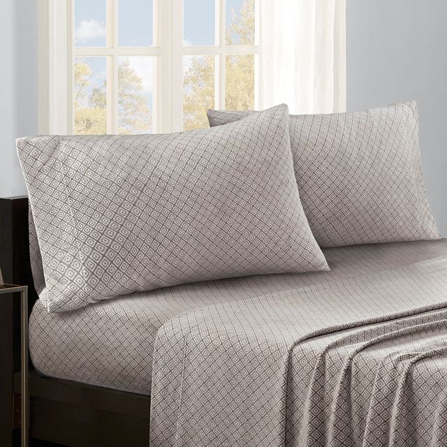 Olliix by True North by Sleep Philosophy Grey Diamond Full Micro Fleece Sheet Set-4