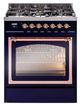 Ilve® Nostalgie II Noblesse 30" Midnight Blue Pro Style Dual Fuel Range with Copper Trim-0