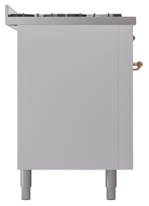 Ilve® Nostalgie II Noblesse 60'' White Pro Style Dual Fuel Range with Brass Trim-2