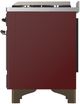 Ilve® Majestic III 40" Burgundy Pro Style Dual Fuel Liquid Propane Range with Triple Glass Door and Burnished Trim-4