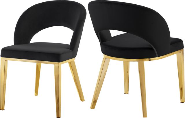 Meridian Furniture Roberto Black/Gold Velvet Dining Chair-3