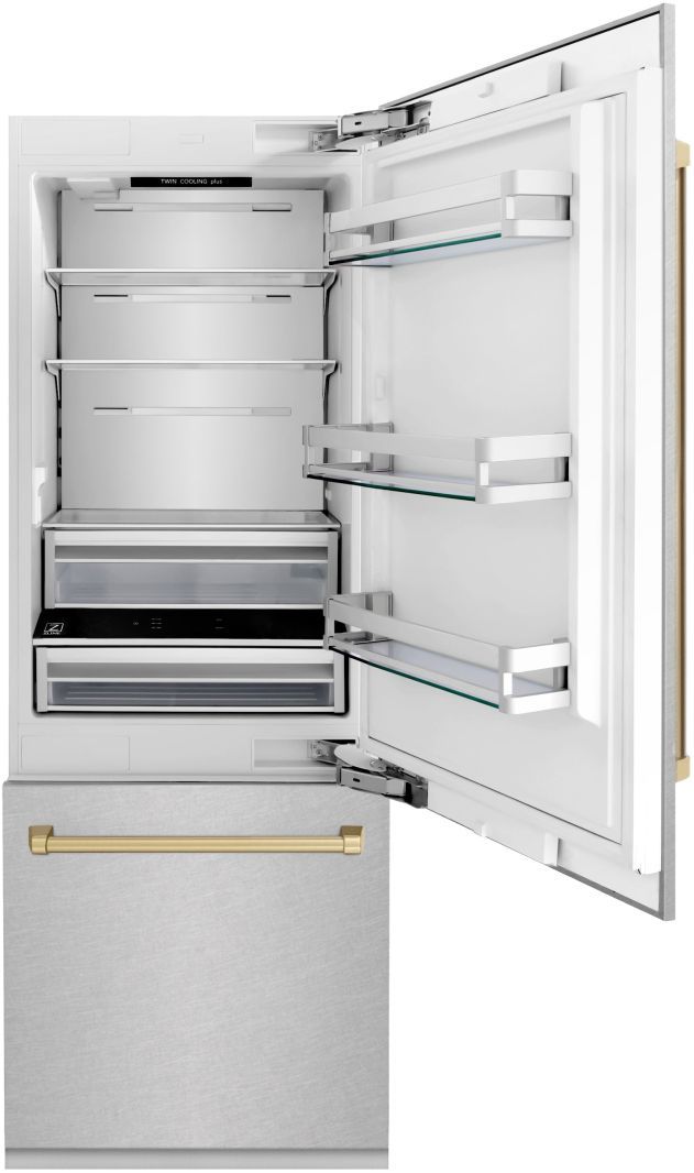 ZLINE Autograph Edition 30" 16.1 Cu. Ft. Satin Stainless Steel Built-In Bottom Freezer Refrigerator-3