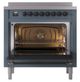 Ilve® Nostalgie II Noblesse 36'' Blue Gray Pro Style Induction Range with Burnished Trim-2