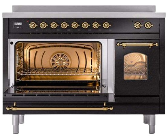 Ilve® Nostalgie II Series 48" Glossy Black Pro Style Induction Range-1