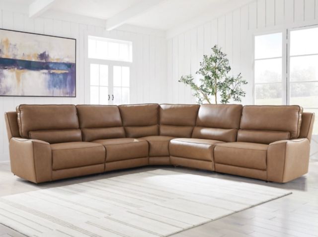 Signature Design by Ashley® Silverbrooke 5-Piece Caramel L-Shape Power Reclining Sectional-1