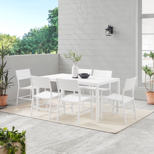 Linon Alora 7-Piece White Aluminum Outdoor Dining Set-1