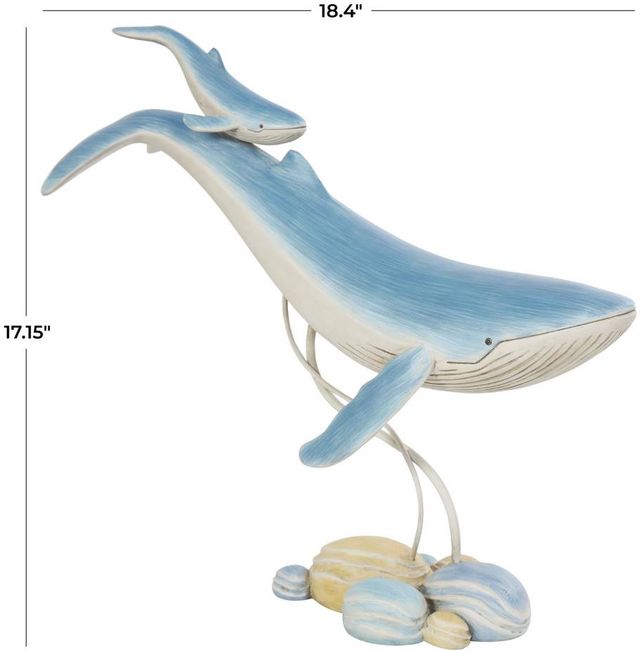 Deco Marche Blue Whale Swimming Mother and Baby Scupture-1