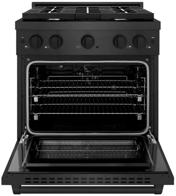 ZLINE Paramount 30" 4.2 cu. ft. Black Satin Stainless Steel Paramount Dual Fuel Range with Gas Cooktop and Electric Convection Oven-1