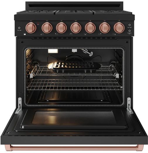 Thor Kitchen® Gordon Ramsay 36" Black/Rose Gold Freestanding Pro Style Gas Range with Precision Knob-1