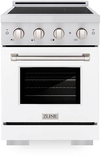 ZLINE Autograph Edition Paramount 24" Stainless Steel Pro Style Induction Range with White Matte Door-0