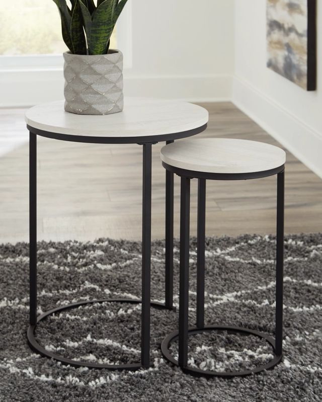 Signature Design by Ashley® Briarsboro 2-Piece White Accent Tables with Black Base-3