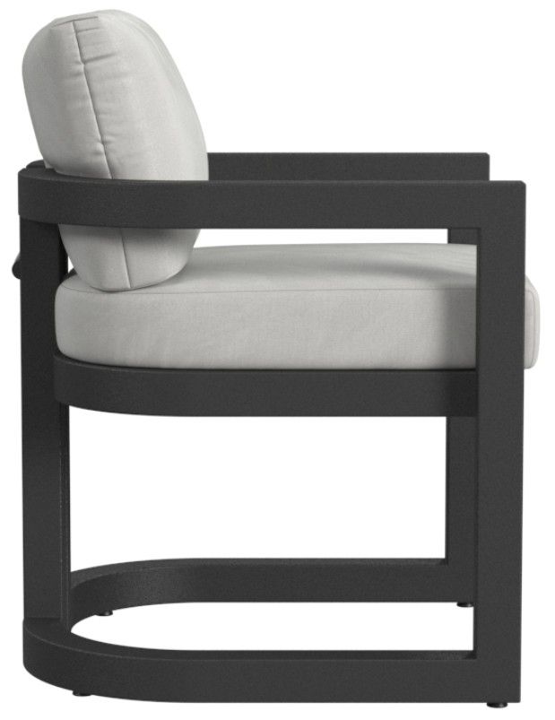 Sunset West Malibu Matte Coal Aluminum Outdoor Dining Arm Chair with Cast Silver Cushion-2