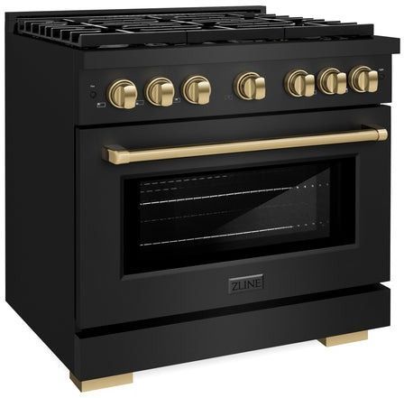 ZLINE Autograph Edition 36" Black Stainless Steel Pro Style Gas Range-3