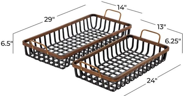 Deco Marche 2-Piece Black Grid Tray Set-2