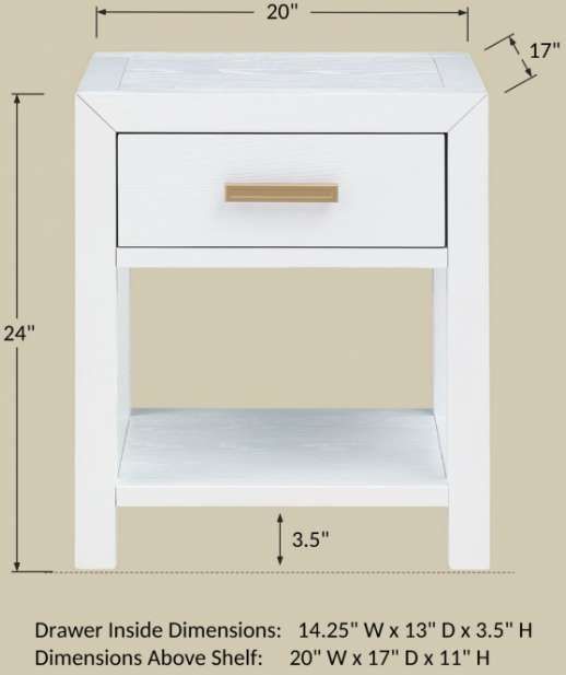 Winners Only® Fresno White 20" Nightstand-2
