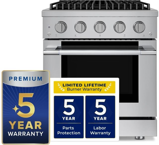 Hauslane HausPro Range 30" Stainless Steel Pro Style Gas Range with Stainless Steel Knobs-1