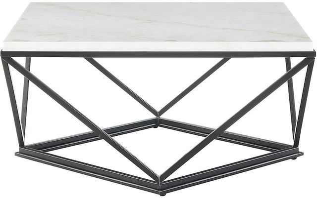Elements International Riko 2-Piece White Occasional Table with Black Frame Set-2