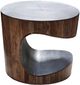 A & B Home Oval Steel Tabletop Side Table with Wood Lighting -2