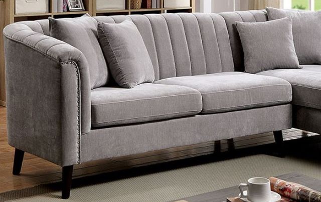 Furniture of America® Goodwick 2-Piece Light Gray Right-Arm Facing Sectional and Chaise-1