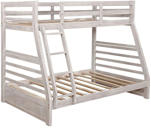 Furniture of America® California Wire Brushed White Twin/Full Bunk Bed-0