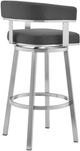 Armen Living Lorin Brushed Stainless Steel/Gray Swivel Counter Stool-4
