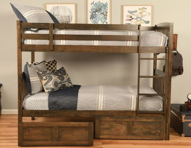 Kodiak Furniture Claire Rustic Walnut Twin Storage Bunkbed-2