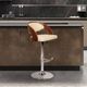 Armen Living Malibu Chrome/Cream/Walnut Adjustable Bar Stool-1