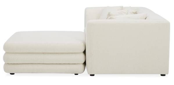 Moe's Home Collection Lowtide Nook 3-Piece Warm White Modular Sectional and Ottoman-3