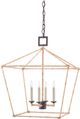 Currey & Company Denison Mole Black/Natural Rattan Medium Lantern Chandelier-1