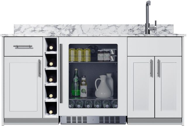 Summit® TurnKey Oasis 69" White Wet Bar with 4.6 Cu. Ft. Built-In Beverage Center and Stainless Steel Sink with Faucet-0