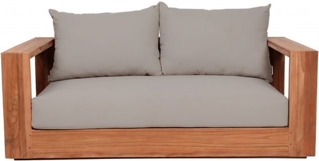 Meridian Furniture Tulum Gray Fabric/Teak Outdoor Loveseat-2