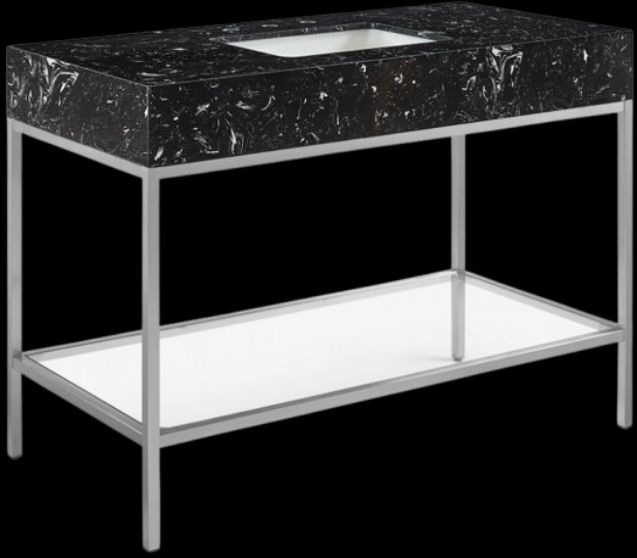 Meridian Furniture Marmo Black/Brushed Chrome 48" Bathroom Vanity-0