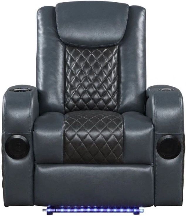 ACME Furniture Alair Black/Blue Power Recliner-3
