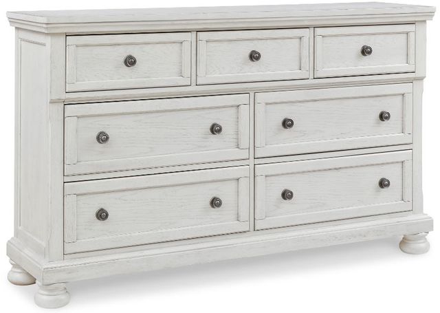 Signature Design by Ashley® Robbinsdale 4-Piece Antique White King Panel Bed Set-2