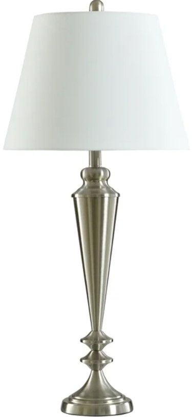 StyleCraft Brushed Steel/White Table Lamp-0