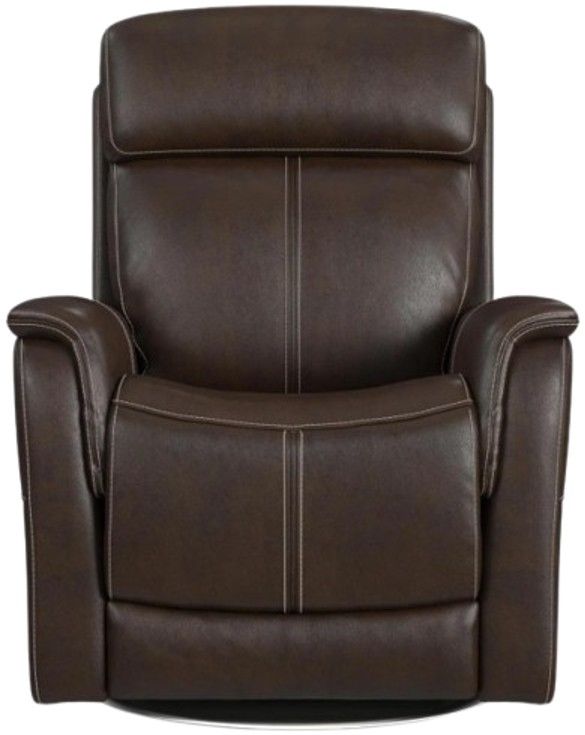 Flexsteel® View Chocolate Power Swivel Recliner with Power Headrest-2