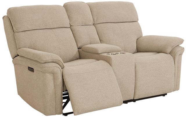 Bassett® Furniture Club Level Andre Oatmeal Power Reclining Loveseat with Console-2