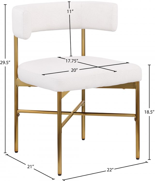 Meridian Furniture Rivage Cream/Brushed Gold Upholstered Dining Side Chair-3