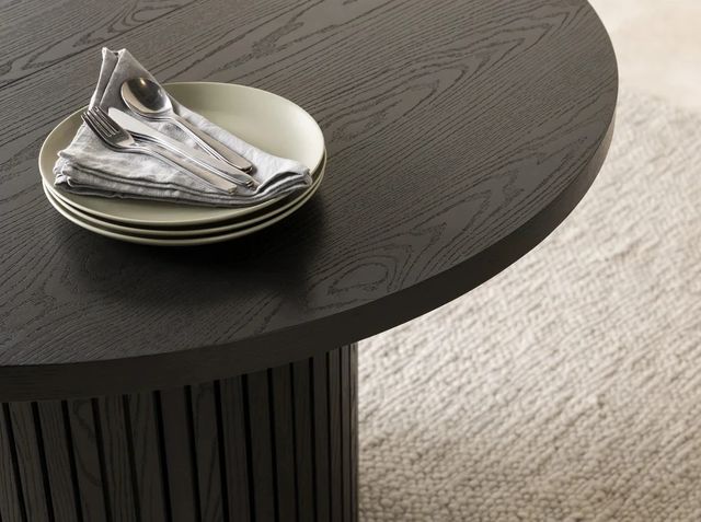 Transformer Table Transformer Dark Gray/Smoked Hickory Round Extendable Dining Table-3