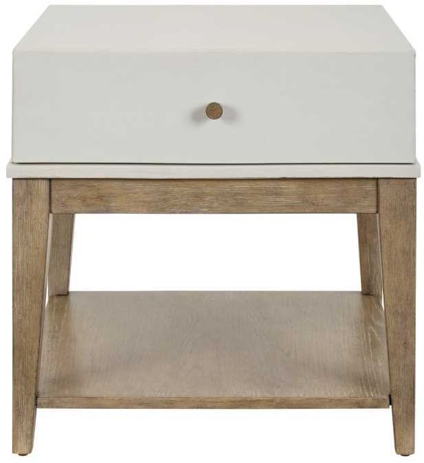 Liberty Furniture Berkley Square Linen Chairside Table with Khaki Base-2