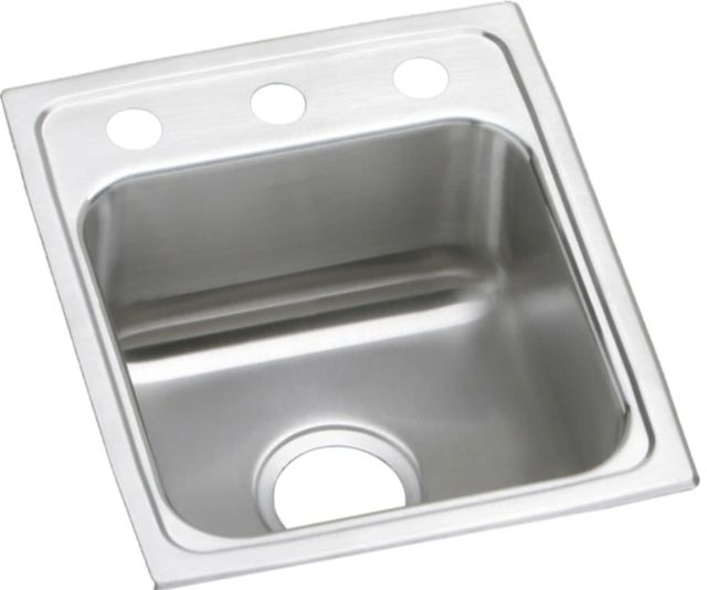Elkay Lustertone® Classic Lustrous Satin 15" x 17-1/2" x 5" 3-Hole Single Bowl Drop-In ADA Sink-0