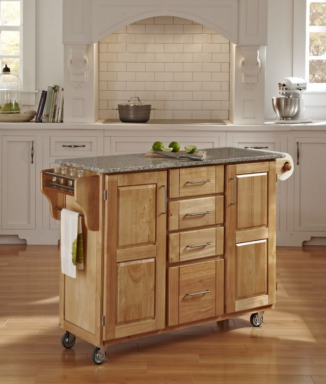homestyles® Create-a-Cart Salt-and-Pepper Granite/Natural Kitchen Cart-1
