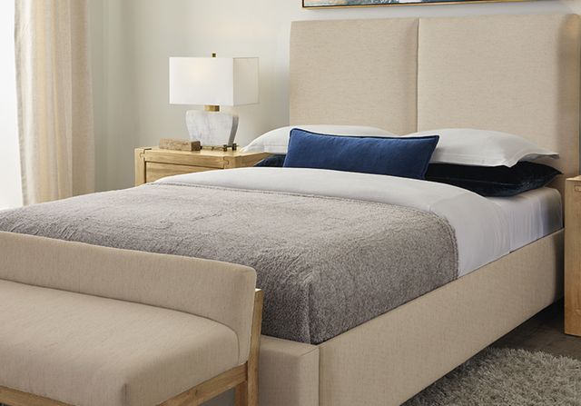 Artisan & Post by Vaughan-Bassett Joinery Espresso Oak/Ivory Cream King Upholstered Panel Bed-1